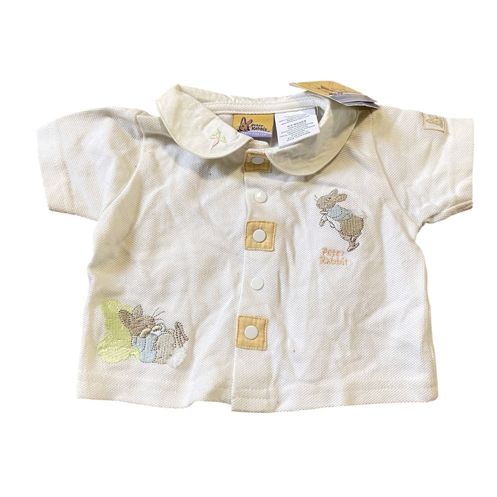 Vintage Peter‎ Rabbit Baby Baby Shirt 3 Months Embroidered Polo Cotton 2002